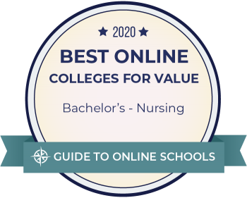 Badge: 2020 Best Online Colleges for Value for Bachelor's Nursing from Guide to Online Schools