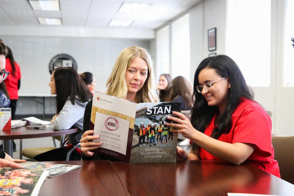 Students with book